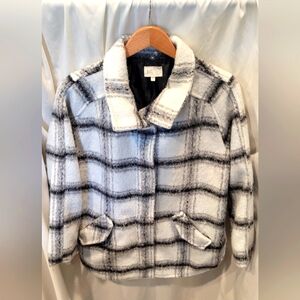 Jolt Size Large Zip up/Snap Mid-Length Plaid Pea Coat